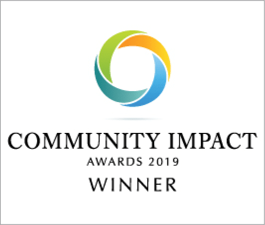 color circle logo with words community impact